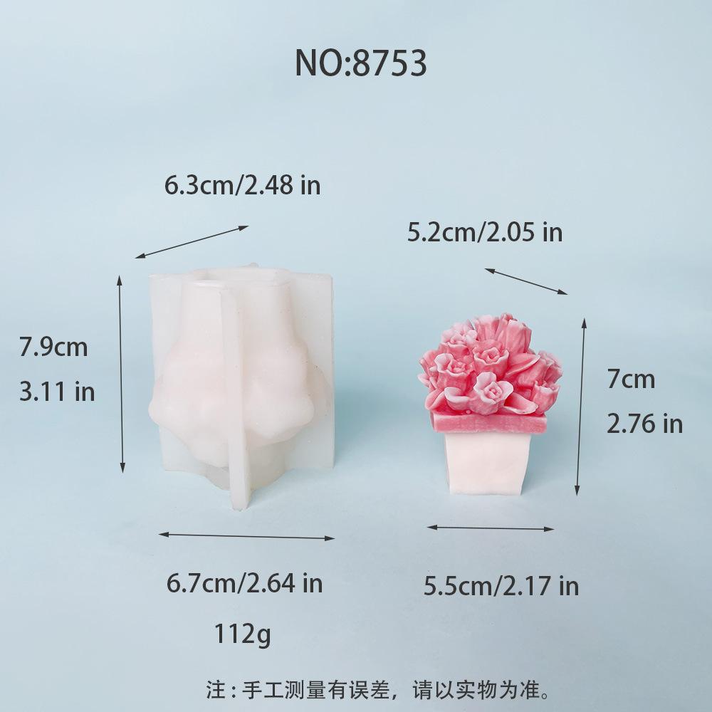 3D Tulip Flower Pot Shape Silicone Mold DIY Rose Bouquet Candle Soap Plaster Crafts Resin Mold Manual Art Making Tools