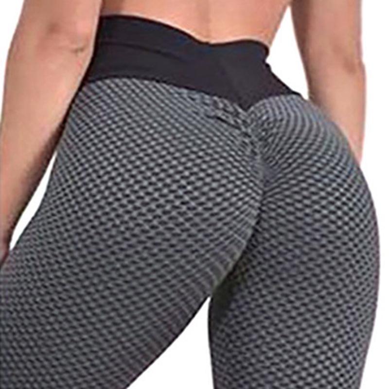 Europäische atmungsaktive Pfirsich-Po Yoga-Hose - Damen High Waist Nahtlos Po-Hebend Fitness-Bekleidung K109 L schwarz/weiß
