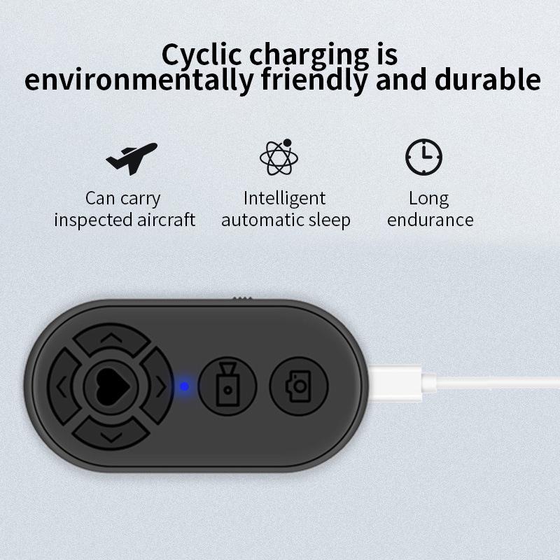 Upgraded Bluetooth Remote: Video Likes, Page Turning, Photography, Self-Timer, Rechargeable, Mobile Compatible