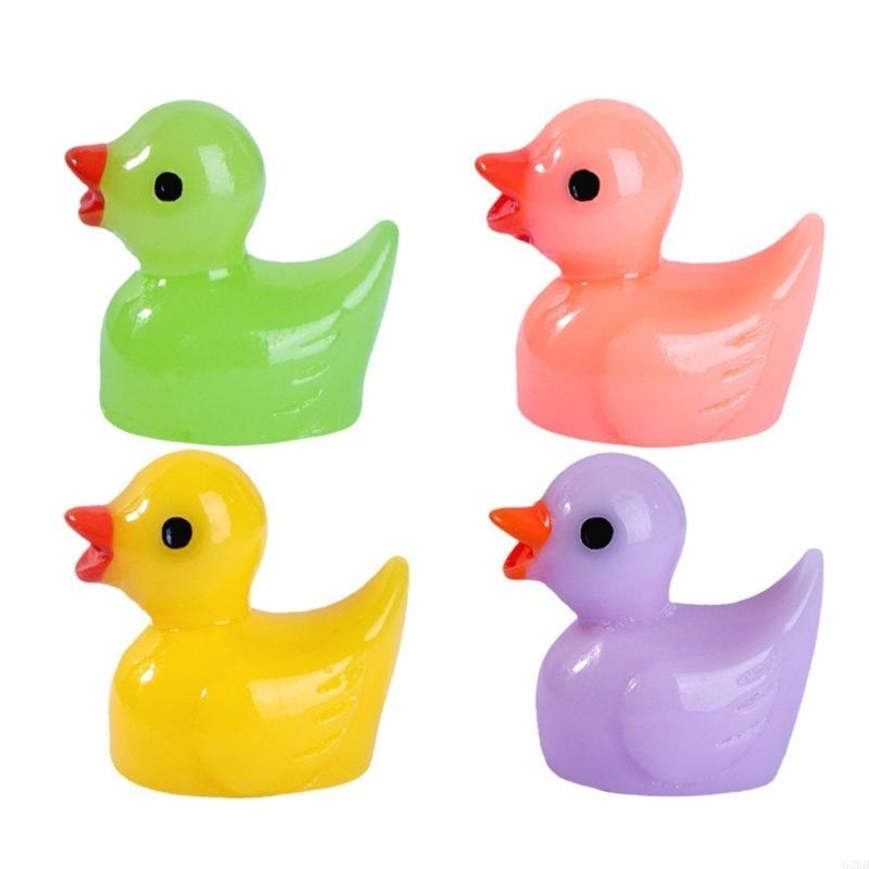 62KD Set of 100 Miniature Duck Multi Colored Resin Figures for Garden and Landscape