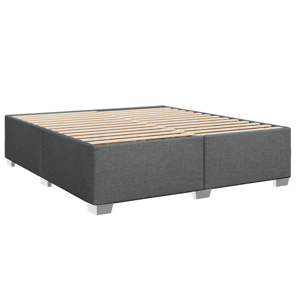 Box Spring Bed with Mattress Dark Gray 180 X 200 Cm Fabric