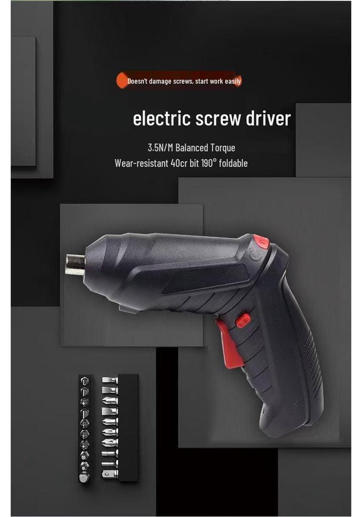 Rechargeable Handheld Electric Screwdriver and Drill Set with Screw Bits