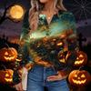 Women's Halloween Print Long Sleeve Shirt Casual Blouse