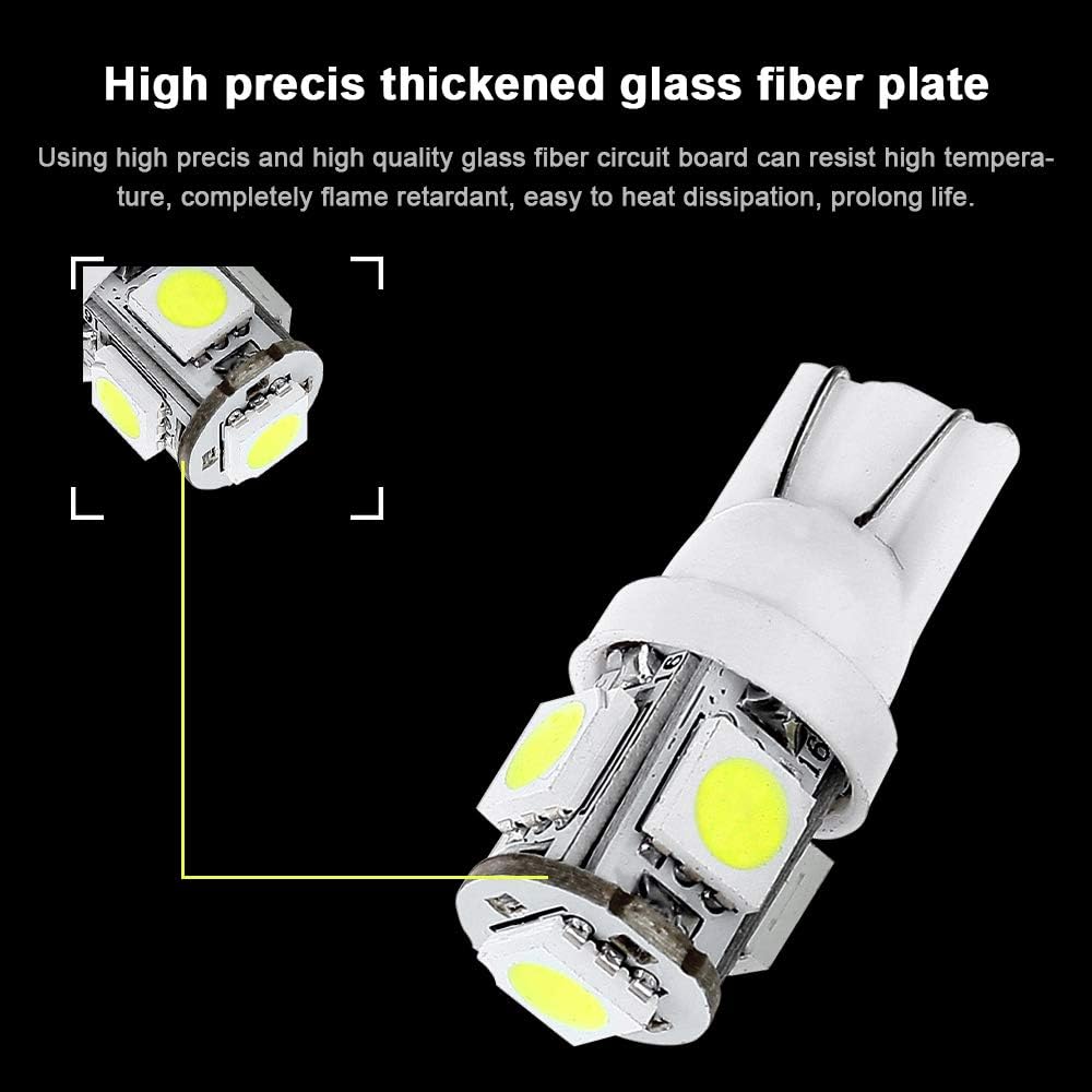 cciyu License Plate Light, T10 W5W Wedge 168 194 LED Bulb for Interior Dome Map lights Courtesy Light 6000K Xenon W hite,6Pack