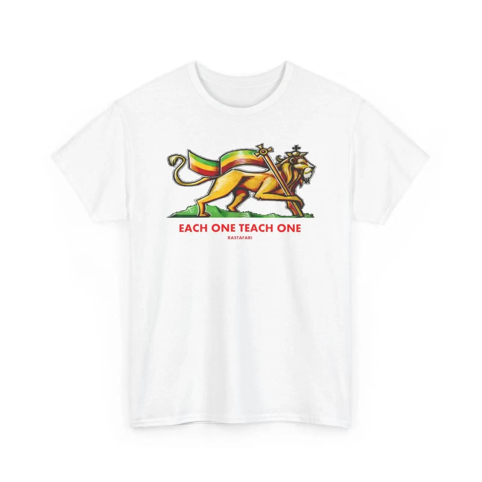 Each one Teach Rastafarian quote lion of Judah T Shirt vintage Washed graphic homme designer clothes Slightly Breathable S разноцветный