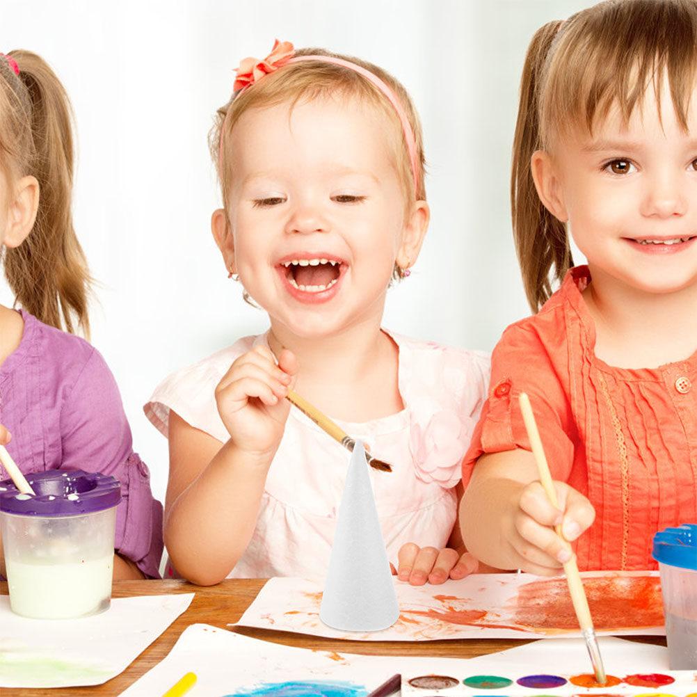 20Pcs Foam Cones 15Cm White Polystyrene Craft Cones for Childrens Creativity Fine Motor Skills DIY Christmas Decor Table