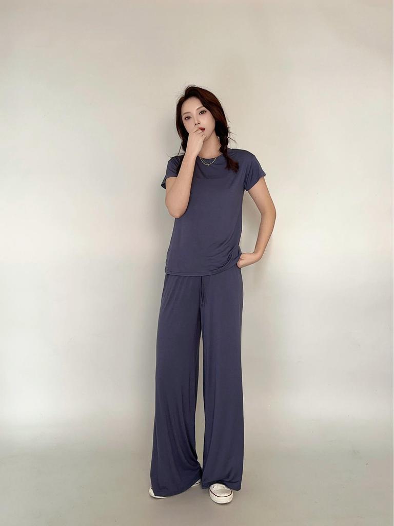 Plus Size Modal Pajama Set: Short Sleeve T-Shirt & Long Casual Pants