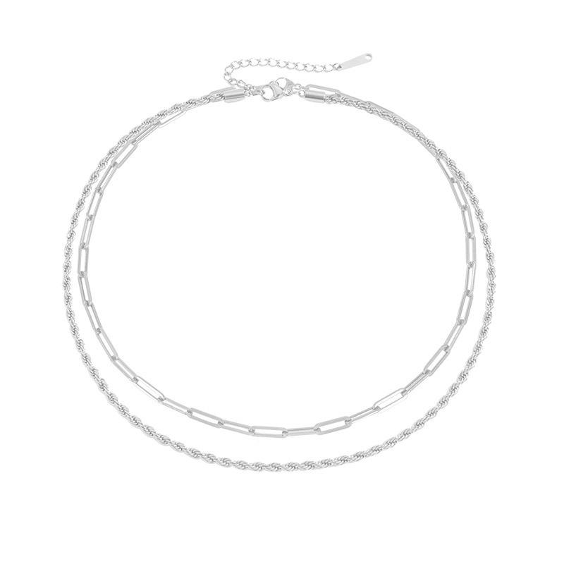 

Европейское и американское богемное двухслойное ожерелье: Крученый и квадратный чокер из нержавеющей стали с покрытием из 14-каратного золота