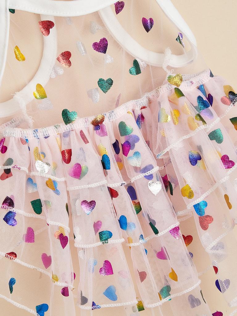 Spring Summer Pet Dog Cat Puppy Princess Dress Heart Printed Doggie Skirt Pet Apparel Dog
