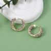 Korean Version of Ziqi Donglai, Exquisite Light Luxury Inlaid with Zircon Hollow Round Ear Buckles, Simple and Versatile Party Shows Temperament