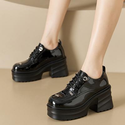 Loafers Women's 2025 Autumn and Winter New Thick-soled Small Inner Height Increase Women's Shoes College Style Thick Heel Small Leather Shoes Women