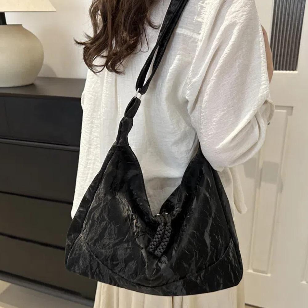 Soft Solid Color Tote Bag Large Capacity PU Leather Handbag All-Match Texture Crossbody Bag  Daily