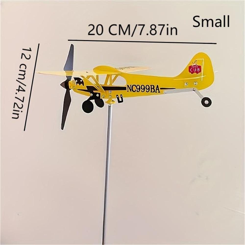 Piper J3 Cub Wind Spinner Plane Metal Airplane Weather Vane Outdoor Roof Wind Direction Indicator WeatherVane Garden Decor