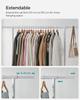 SONGMICS Clothes Rack with Wheels, Heavy-Duty Garment Rack with Extendable Hanging Rod, 130 kg Load Capacity, 45 x (110-150) x 160 cm, Chrome-Plated