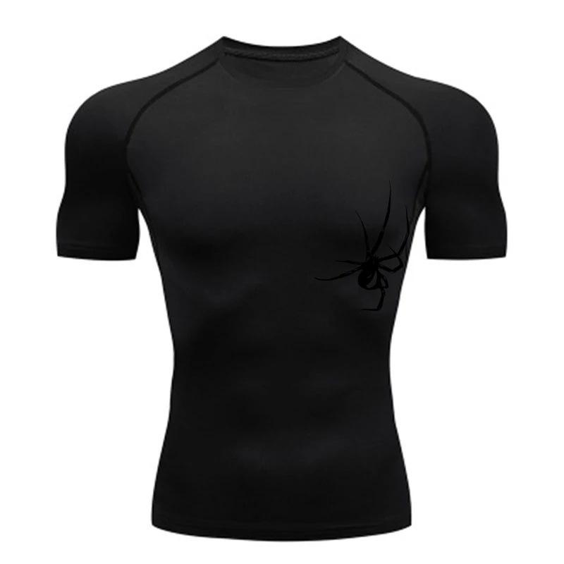 Men s 2025 Quick Dry Compression T-Shirt - Short Sleeve Workout & MMA Fitness Gear 3XL