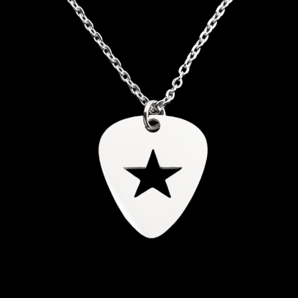 Gothic Punk Pentagram Guitar Necklace: Cross Chain Unisex Accessory
