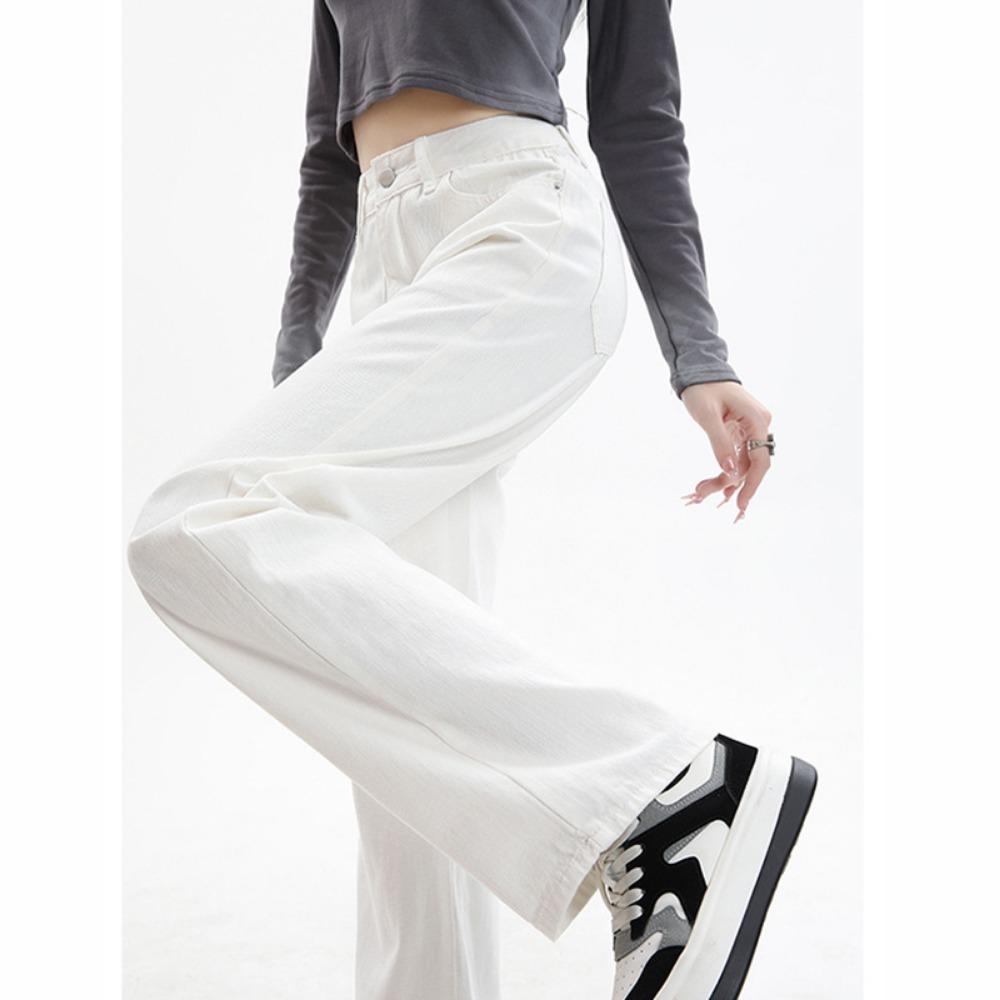 Autumn Straight-leg Pants Women's Versatile Simple Fashion, Thin and Tall Commuting Temperament Wide-leg Straight Jeans Tide