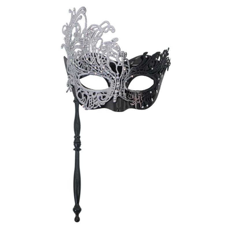 Masque de Mascarade pour Femmes avec Bâton Amovible Masque de Mardi Gras Masque de Fête Vénitien Accessoire de Costume Cosplay Halloween
