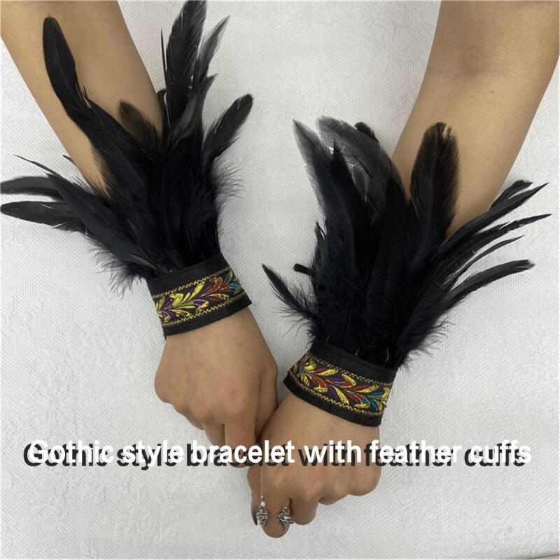 Ethnic Wrist Cuffs Vintage Women Men Cosplay Costume Accessory Feather Wristband Feather Wristband Vintage Bracelet