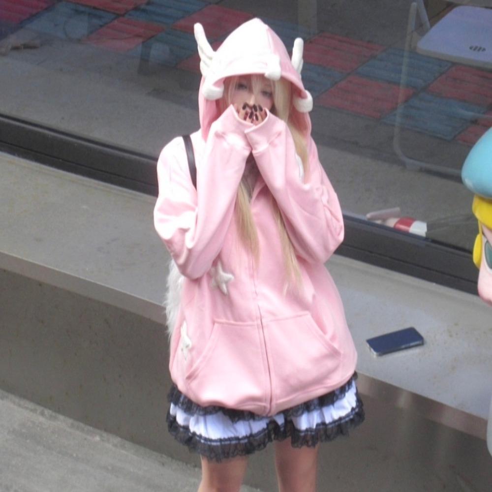 Sweet Street Звезда Вышивка Kawaii Толстовки Пальто Женские Осень Зима Женская Толстовка Кардиган Корейская Мода Молния Толстовка S розовый 2718₽