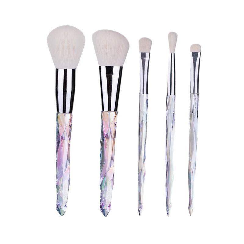 New 5 Makeup Brushes Set Colorful Diamond Transparent Makeup Brush Set Crystal Handle Beauty Makeup Tool