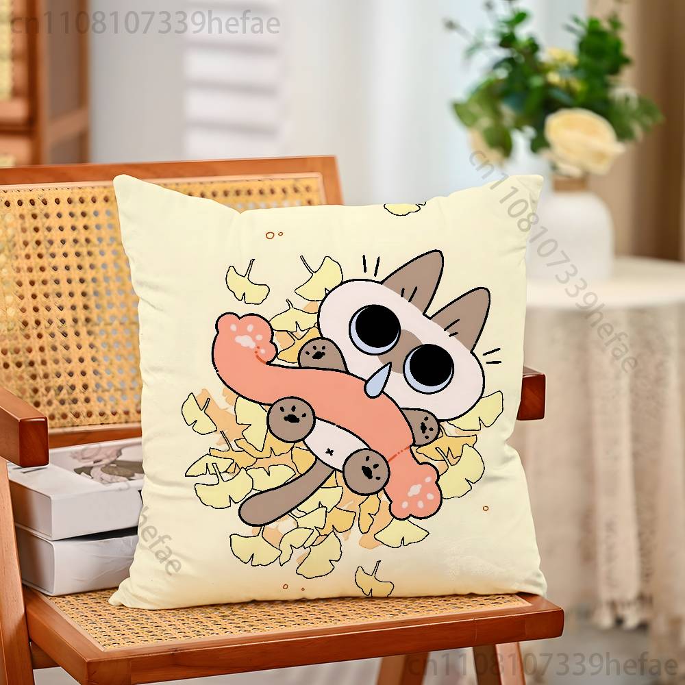 Azukisan Cat Cute Pillow Cases for Bedroom Living Room Sofa Home Decor Polyester Cushion Cover with Zipper