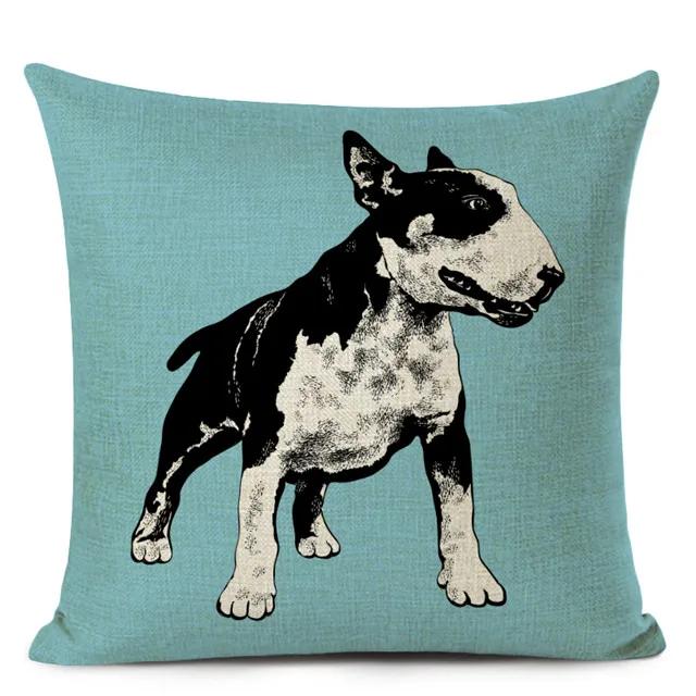 Bull Terrier Cushion Cover Cute Dog Printed Throw Pillows Cover Car Sofa Decorative Pillowcase Home Decor 45x45cm