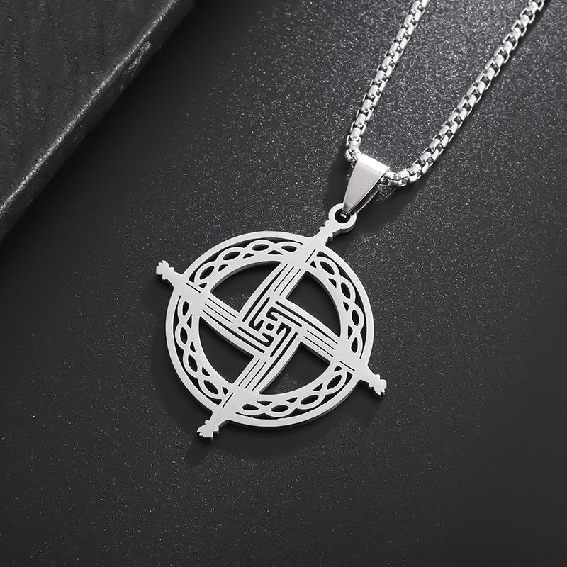 Neue Edelstahl Keltisches Irisches Kreuz Halskette Titanstahl Paar Vielseitiger Anhänger gray