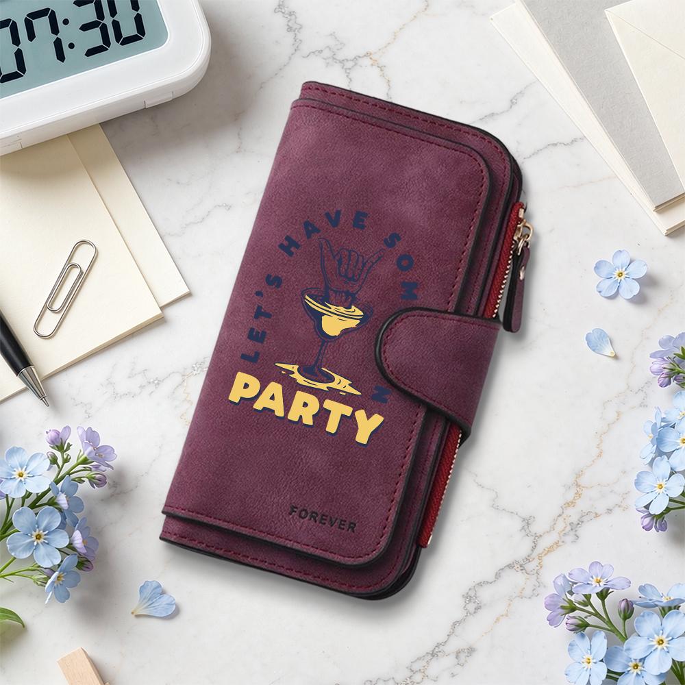 Stylish Printed Long Wallet Casual Durable Daily Use Card Holder Fashion PU Leather Party Purse for Women 