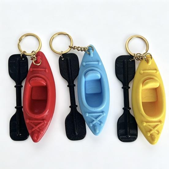 Portachiavi Kayak Stampato in 3D, Portachiavi Ciondolo Kayak, Ciondolo Remo da Kayak con Portachiavi, Regalo Unico per Appassionati di Kayak