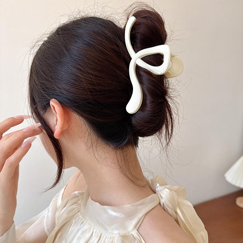 Korean Bow Large Shark Hair Clip for Women - Back of Head Hairpin