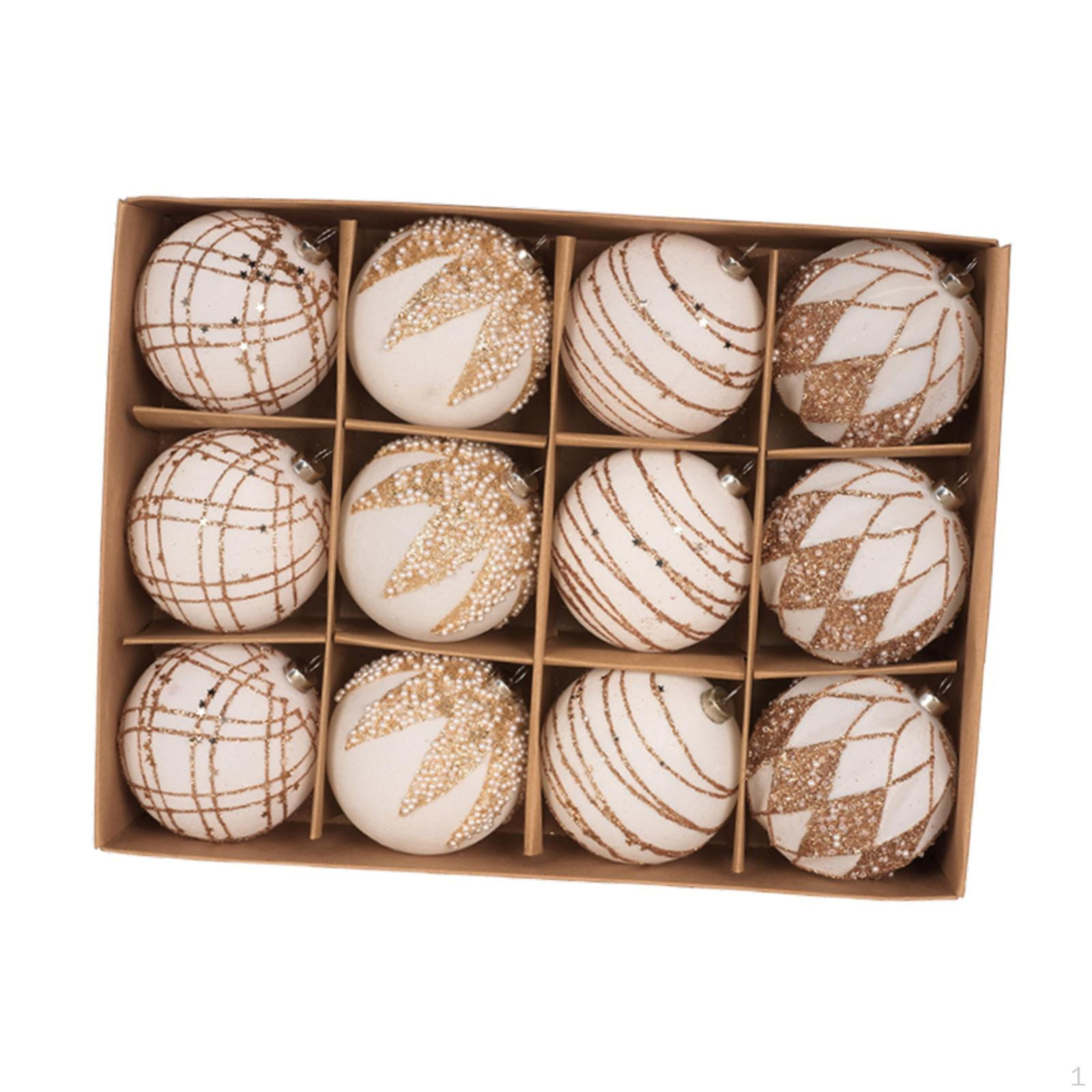 

Christmas Balls Ornaments Charm Pendants Sturdy Decorative Baubles Tree Hanging Beige 8cm