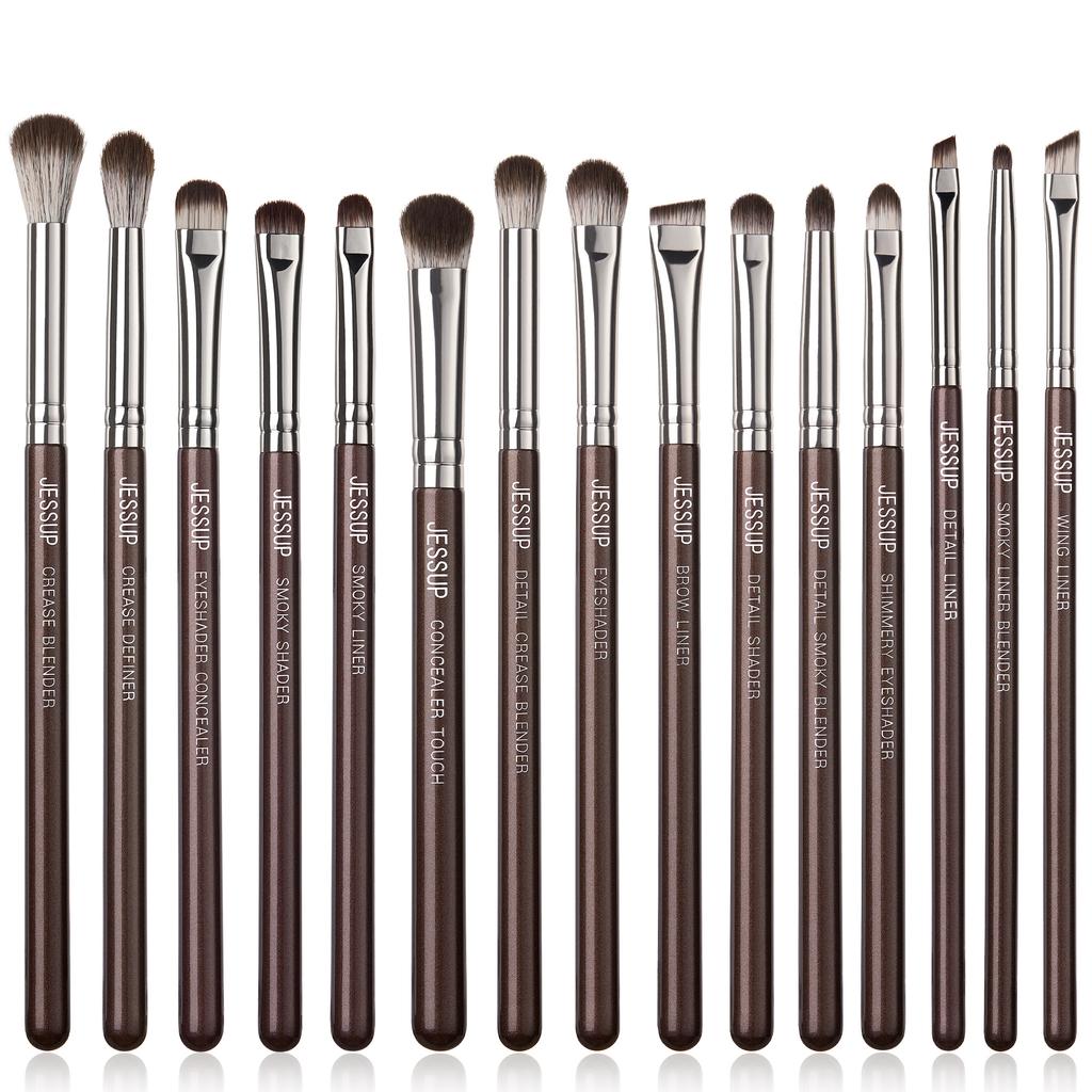 Jessup Makeup Brushes Set 15/25pcs Premium Synthetic Brown Make Up Brushes Foundation Eyeshadow Concealer Blush Eyeliner, T511