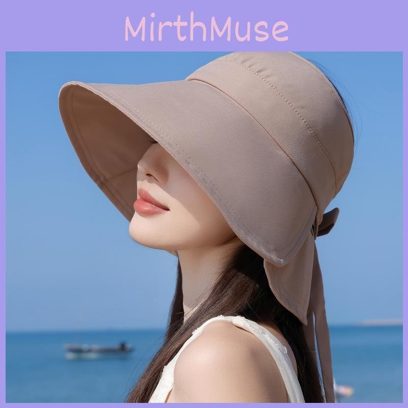 Brimmed Summer Wide Sun Protection Hat With Bow Decoration For Daily Outdoor