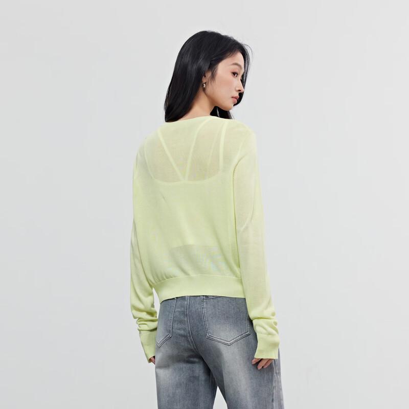 Elva' Island Women's Solid Long-Sleeve Round Neck Knit Cardigan