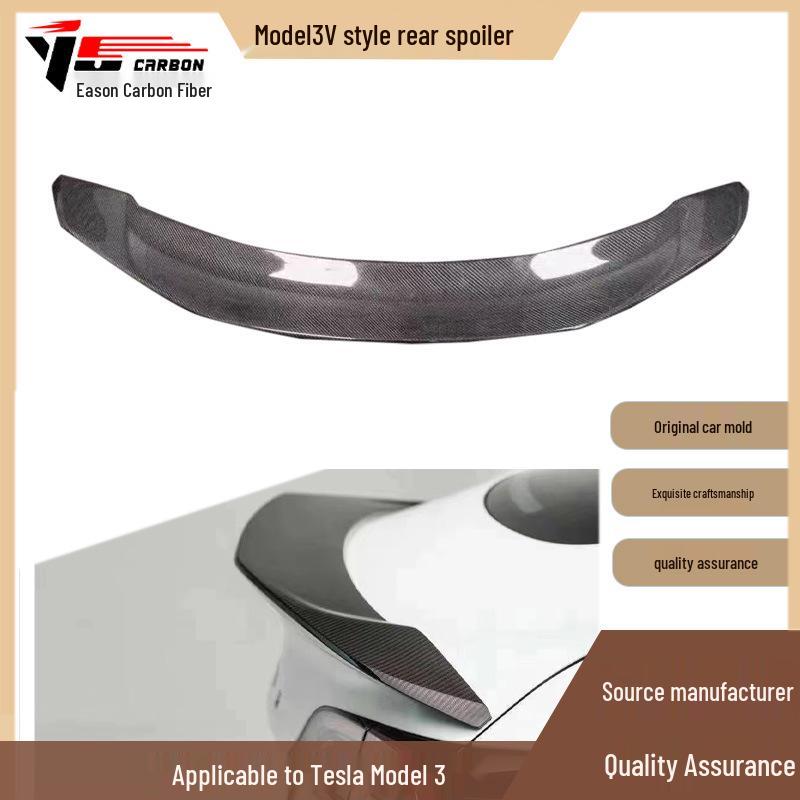 Tesla Model 3 2018-IN V Style Carbon Fiber Rear Spoiler