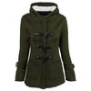 Women's Solid Color Long Sleeved Hooded Cow Horn Buttoned Jacket Jacket
