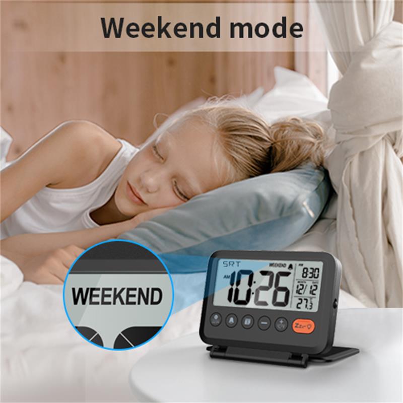 Home Digital LCD Thermometer Clock Fold Mini Travel Clock With Calendar Traveling Alarm Clock Portable Desktop Clock