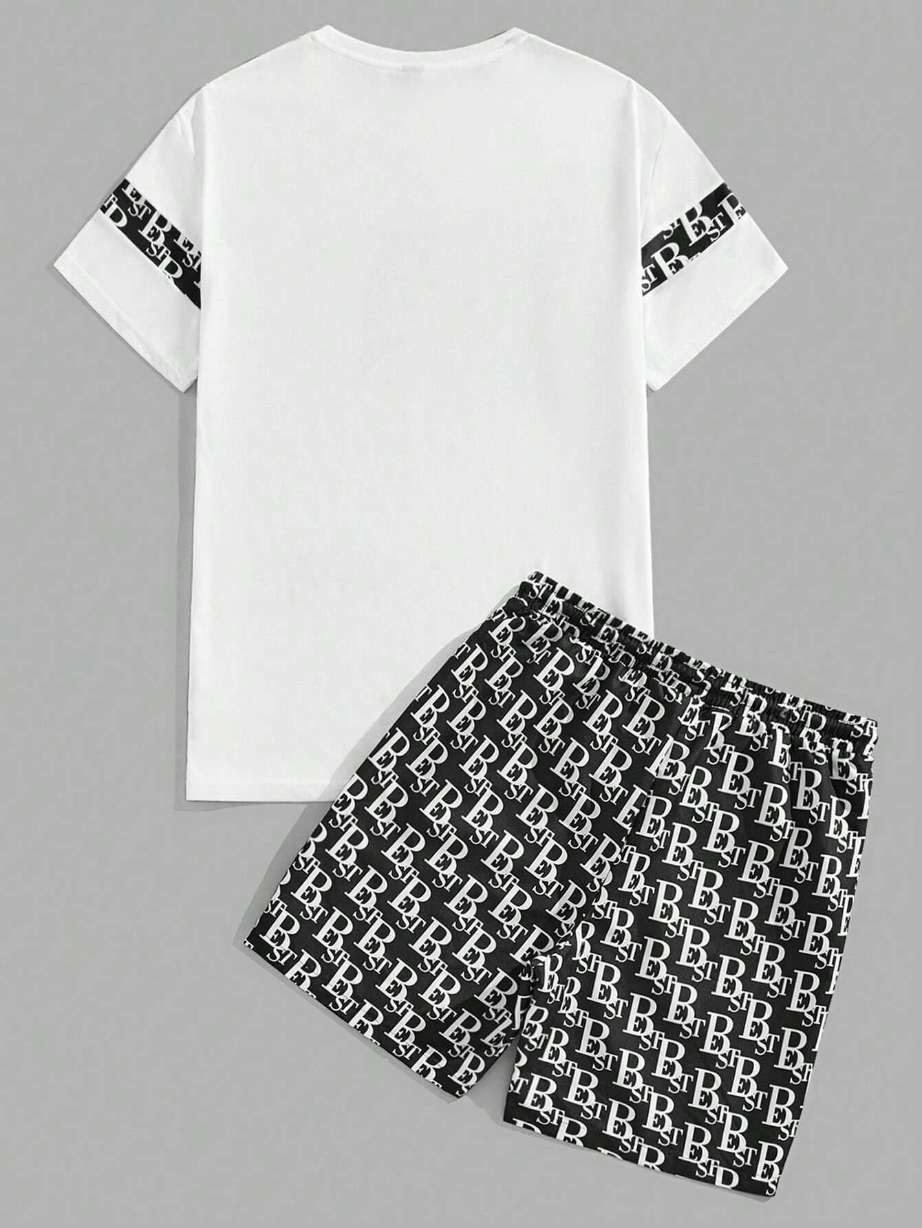 

Ретро городской мужской повседневный комплект футболок элегантный роскошный дизайн мужской круглый вырез короткий рукав футболка шорты комплект спортивные шорты 2 шт S