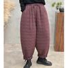 Johnature Woman Winter Vintage Solid Color Harem Pants Elasticated Waist Chinese Style Loose Pants