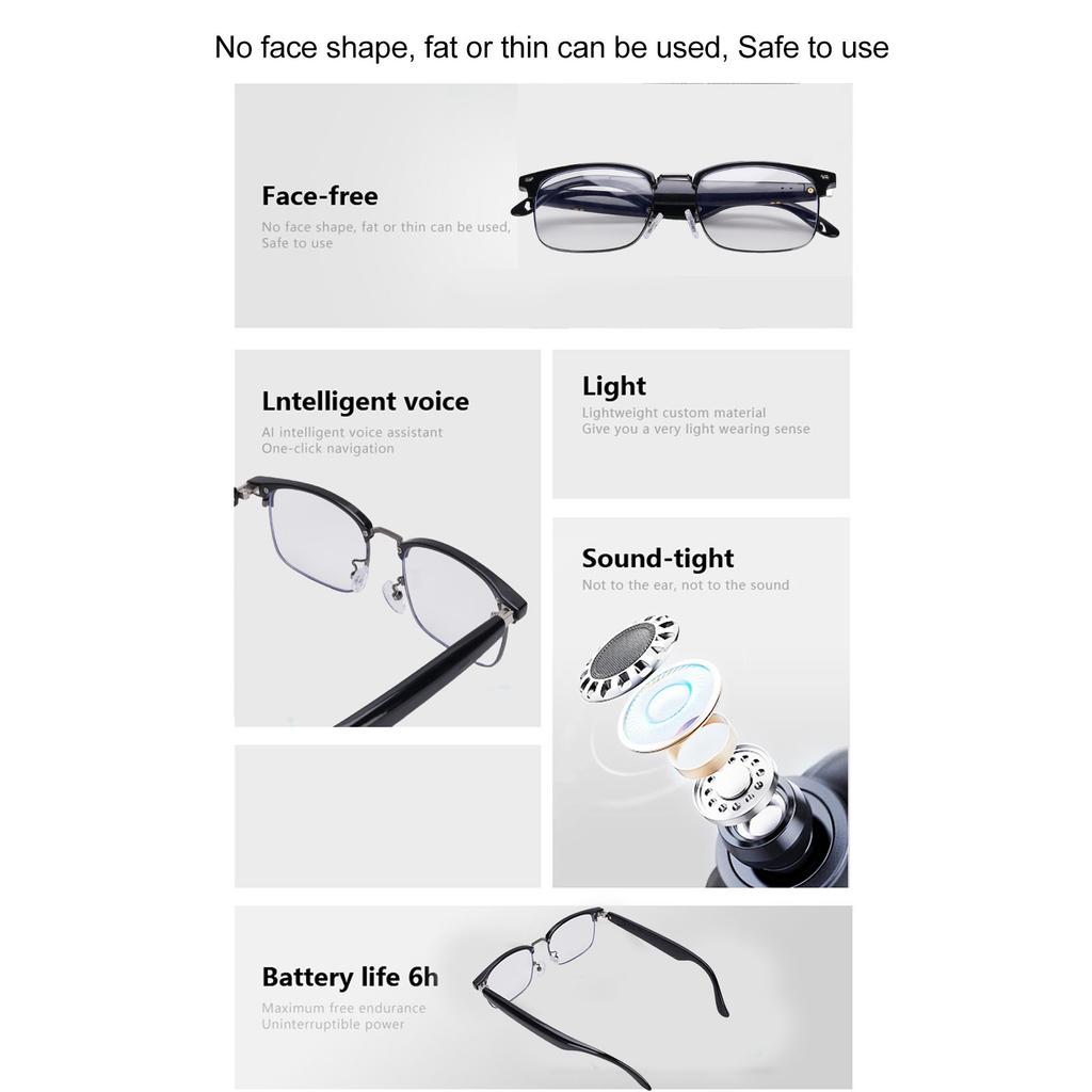 Smart Glasses with Voice Assistant Touch Control Bluetooth Smart AI Translator Glasses Supports 150 Languages for Music Calling