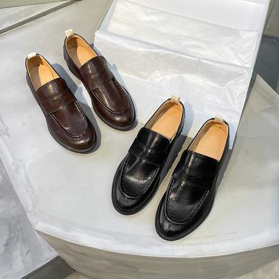 Leather Small Leather Shoes Women'S Niche British Style Retro One-Pedal Versatile Loafers Women'S Single Shoes