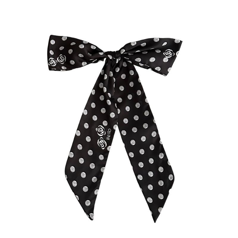 Polka dot silk scarf new versatile rose scarf plaid headband hair tie multi-functional belt waist silk scarf