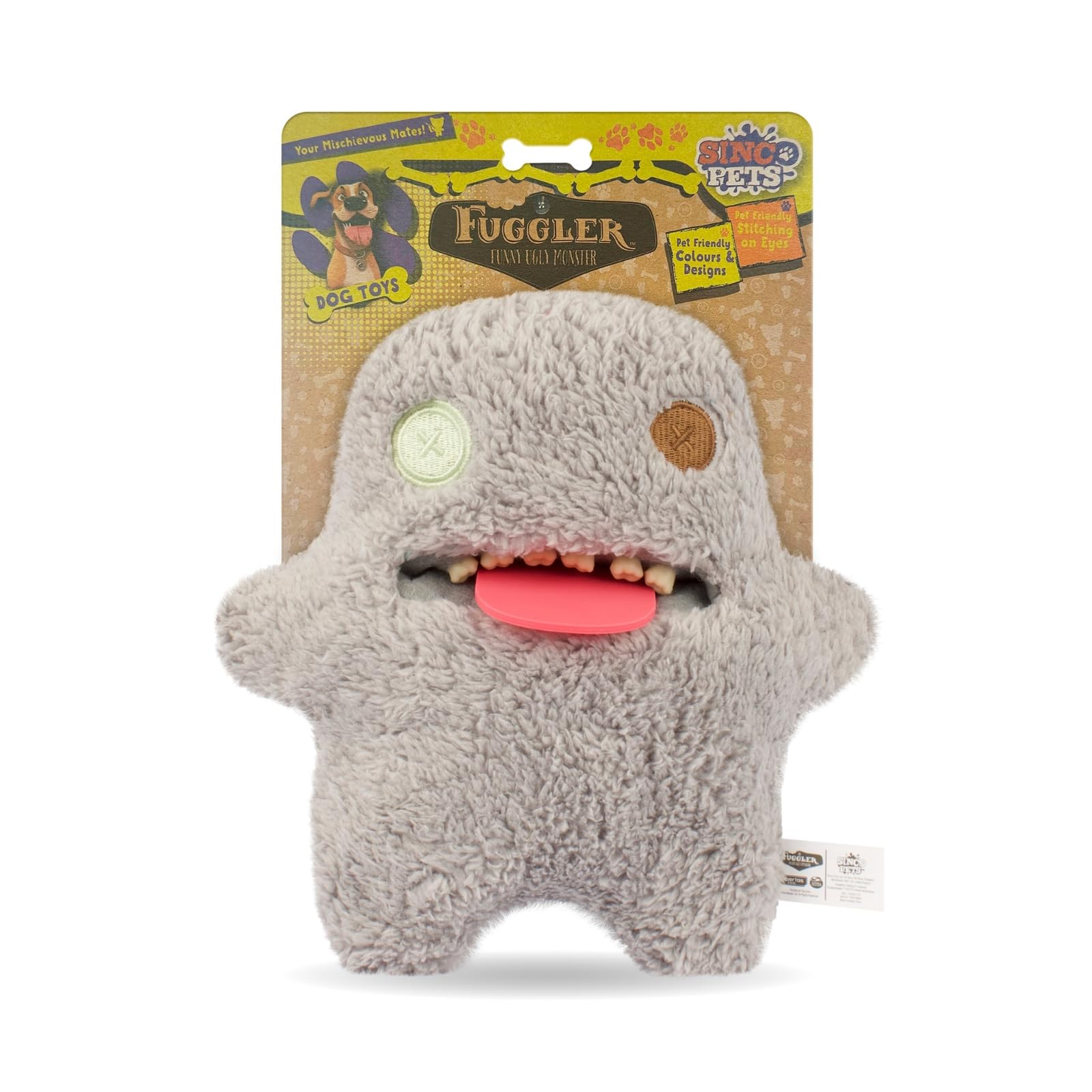 

FUGGLER Игрушка для собаки Ooger Booger Grey Squeaky Dog Authentic,