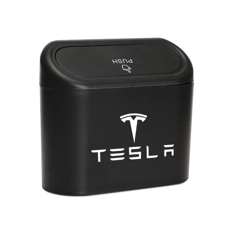 1Pcs Car Vehicle Case Storage Box Black ABS Square Pressing Trash Can For Tesla Model S Model X Model Y Cybertruck Model 3 Model Y