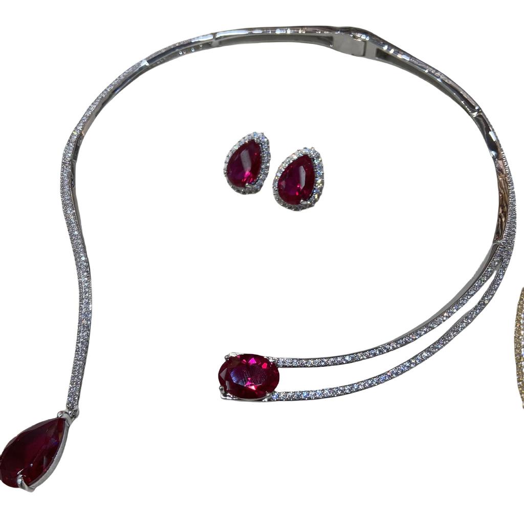 Gemstone Inlaid Zircon Necklace Neck Chain Niche Versatile Light Luxury Elegant Woman