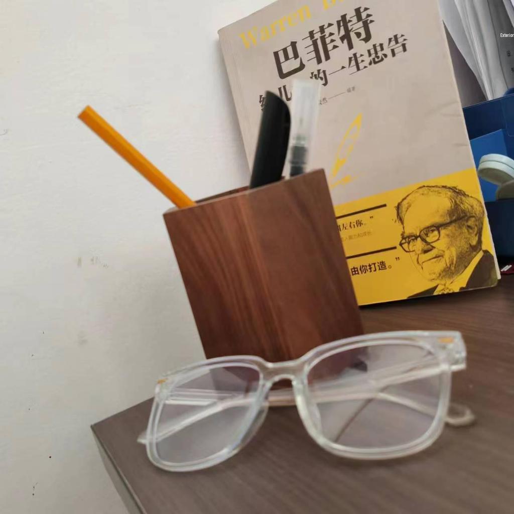 Black Walnut Solid Wood Pen Holder: Creative Storage Box for Office or Tea Ceremony Accessories