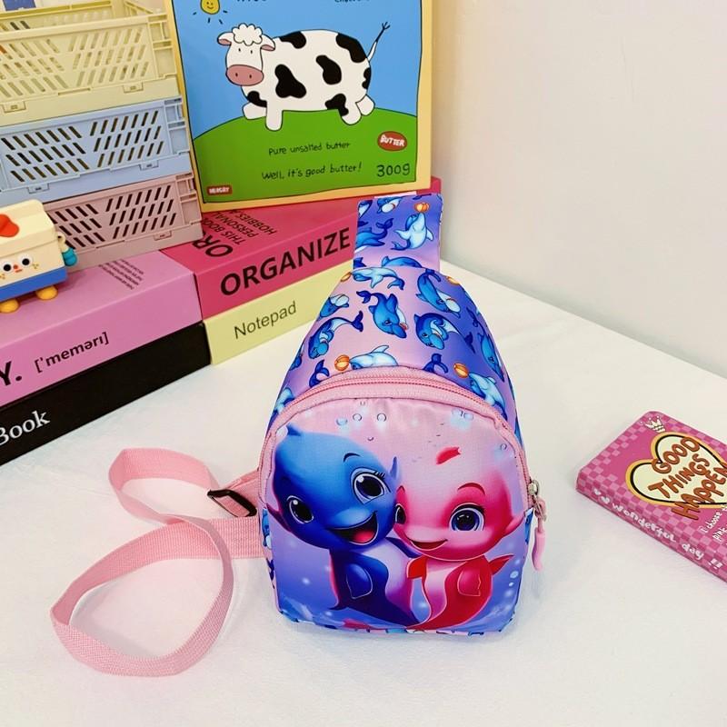 Cartoon Themed Colorful Kids Sling Bag Lightweight Nylon Purse Perfect For Use Everyday