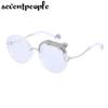 Oversized Round Sunglasses Women Big  Luxury Brand Crystal Leopard-Shaped Sun Glasses for Ladies Anti Blue Light Eyeglasses