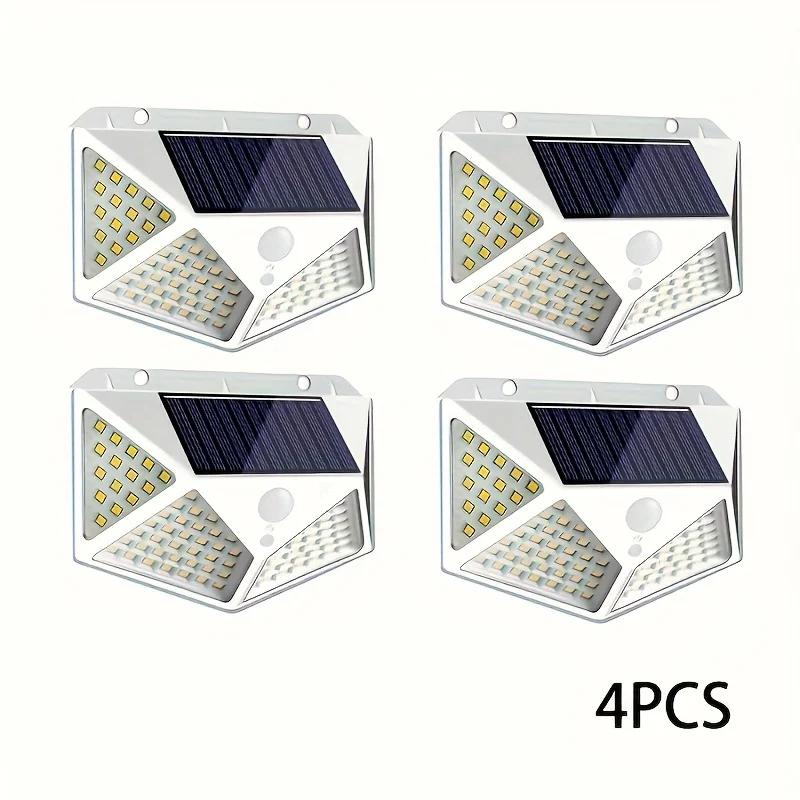 Solar Light Outdoor 100 LED Wall Lamp PIR Motion Sensor Lamp Waterproof Stairs Lights for Courtyard Garden Street Decoration